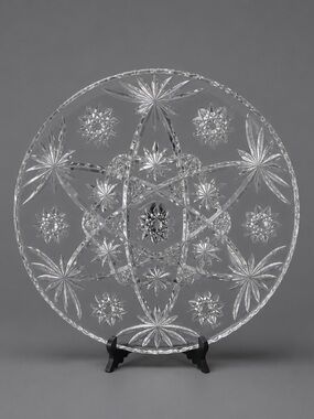 Vintage Anchor Hocking Star of David Platter 13.5 Crystal Glass Cake Plate EAPC